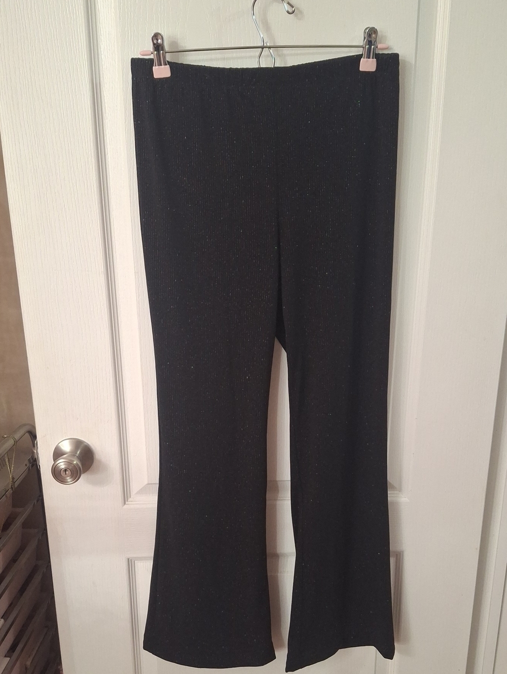Lily Rose Black Glitter Sparkle Pull On Flare Pants NWT Size M